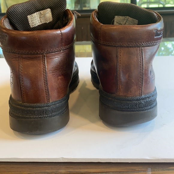 Timberland Brown Leather Hiking Ankle Boots Preowned Women Sz.6M man made soles - Picture 6 of 8